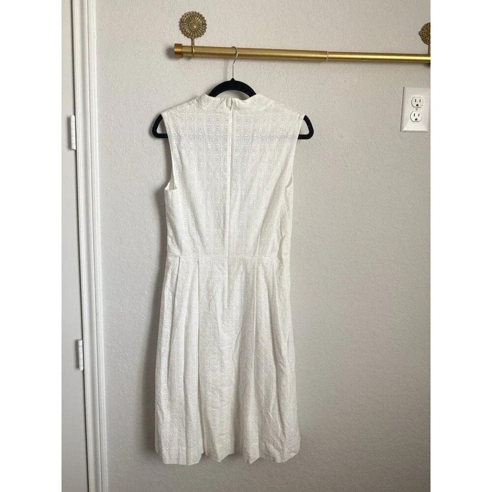 kate spade new york White Eyelet V-Neck Sleeveless A-Line Dress Sz 10